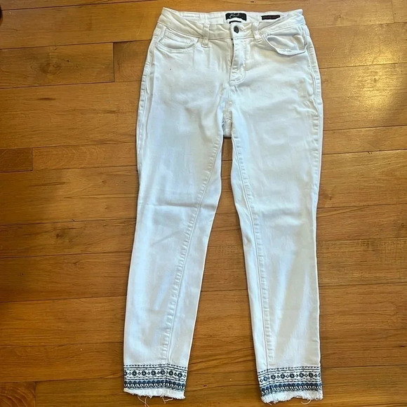 Earl Jeans Denim - Earl Jean Womens Embroidered Skinny Ankle Raw Hem Jeans Size 10